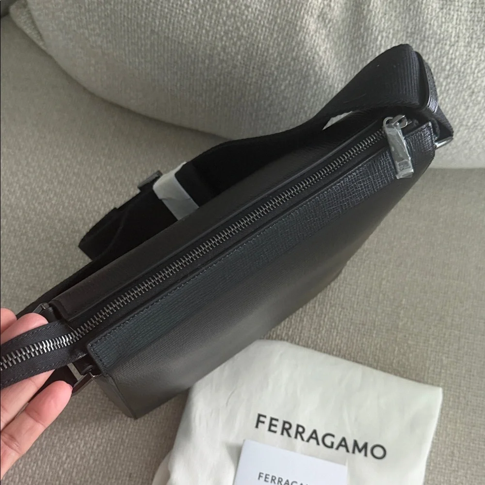 BNNW Salvatore Ferragamo Gancini Black Messenger Bag
